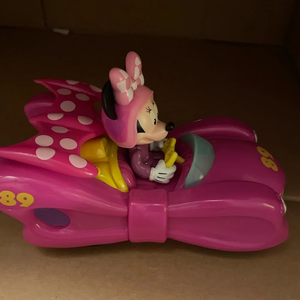Disney Minnie Mouse Pink and Yellow Racing Car push car only